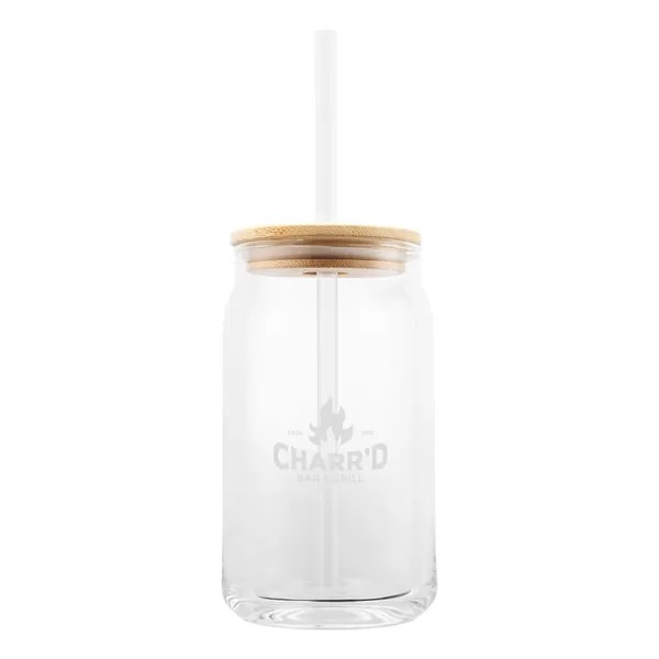 17 Oz. Soda Lime Glass Can With Bamboo Lid for