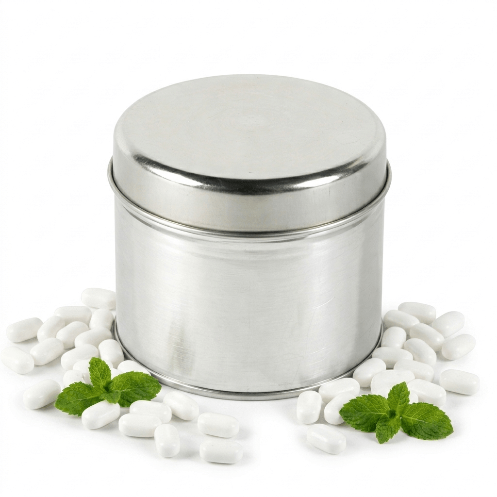 Tin with mints for