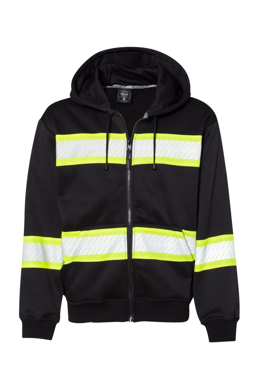 Drop Ship Kishigo Men's EV Series® Enhanced Visibility Full-Zip Hooded Sweatshirt for