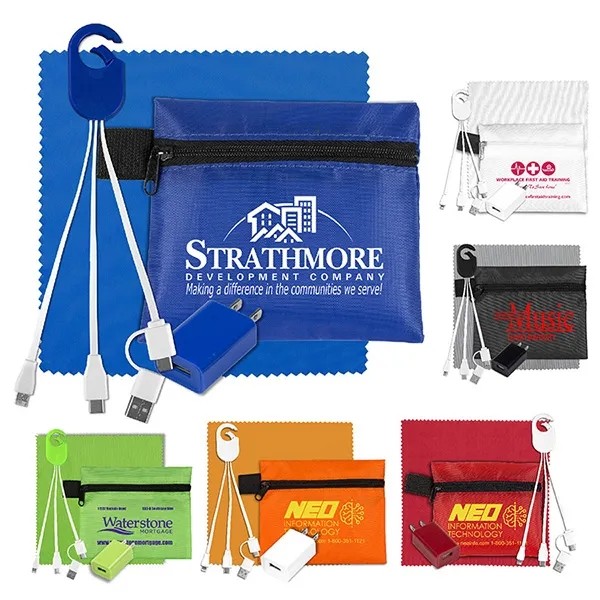 Tech Home and Travel Kit w/ Cleaning Cloth / Wall Charger for