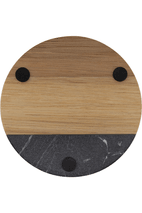 4" Acacia with Marble Accent Round Coaster