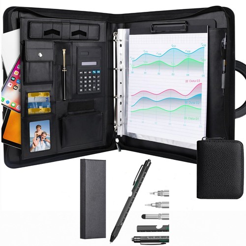 Leather Portfolio & Multifunction Pen for