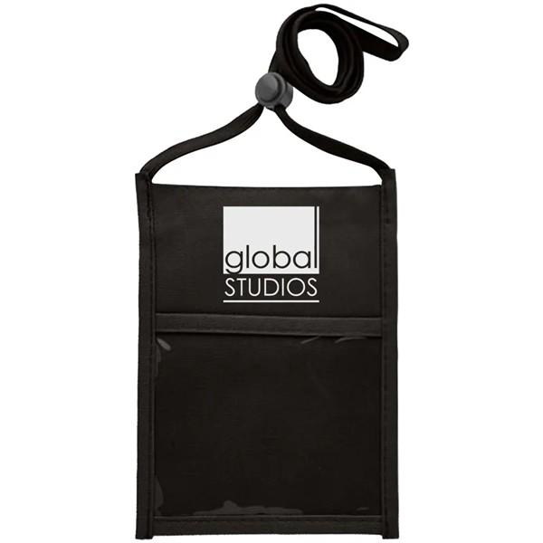 Premium Double Window Pouch Polyester Neck Wallet for