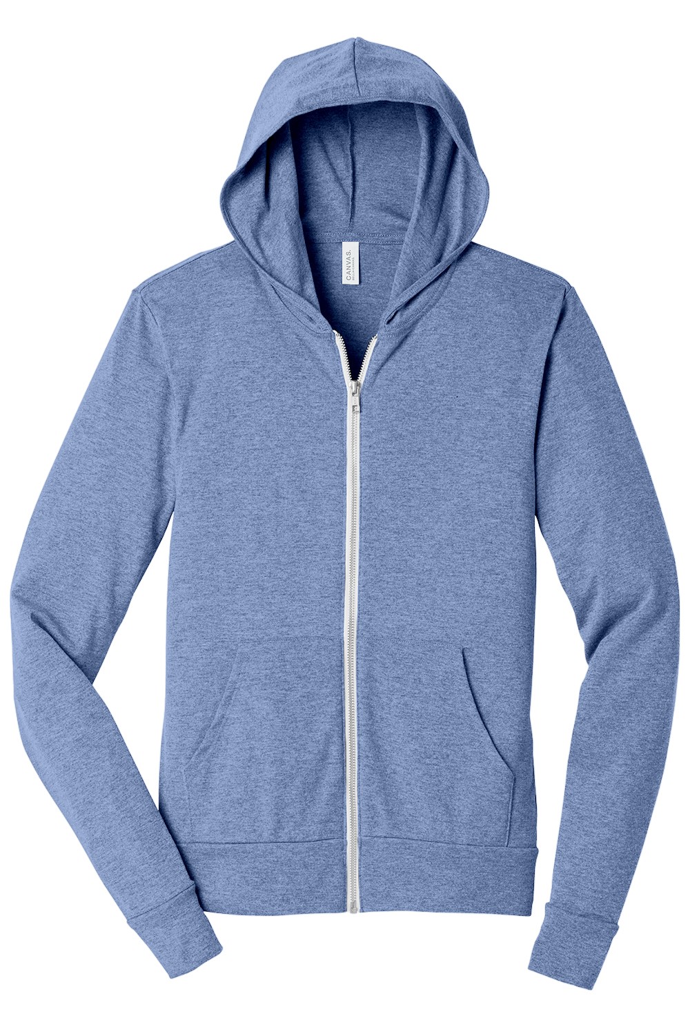 BELLA+CANVAS Triblend Lightweight Full-Zip Hooded Long Sleeve Tee for