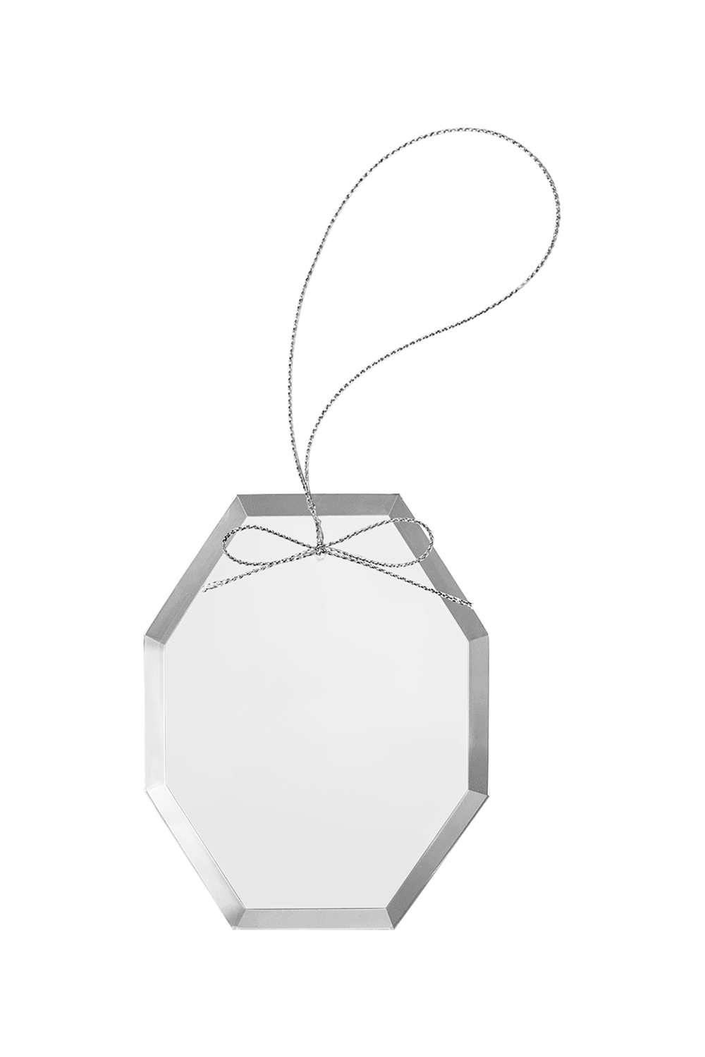 3 3/4" Clear Octagon Glass Ornament with Silver String for
